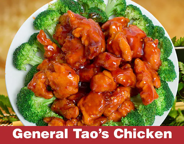 General Tso’s chicken in sweet-spicy sauce with broccoli at Great Wall, a Chinese Restaurant in Indianapolis